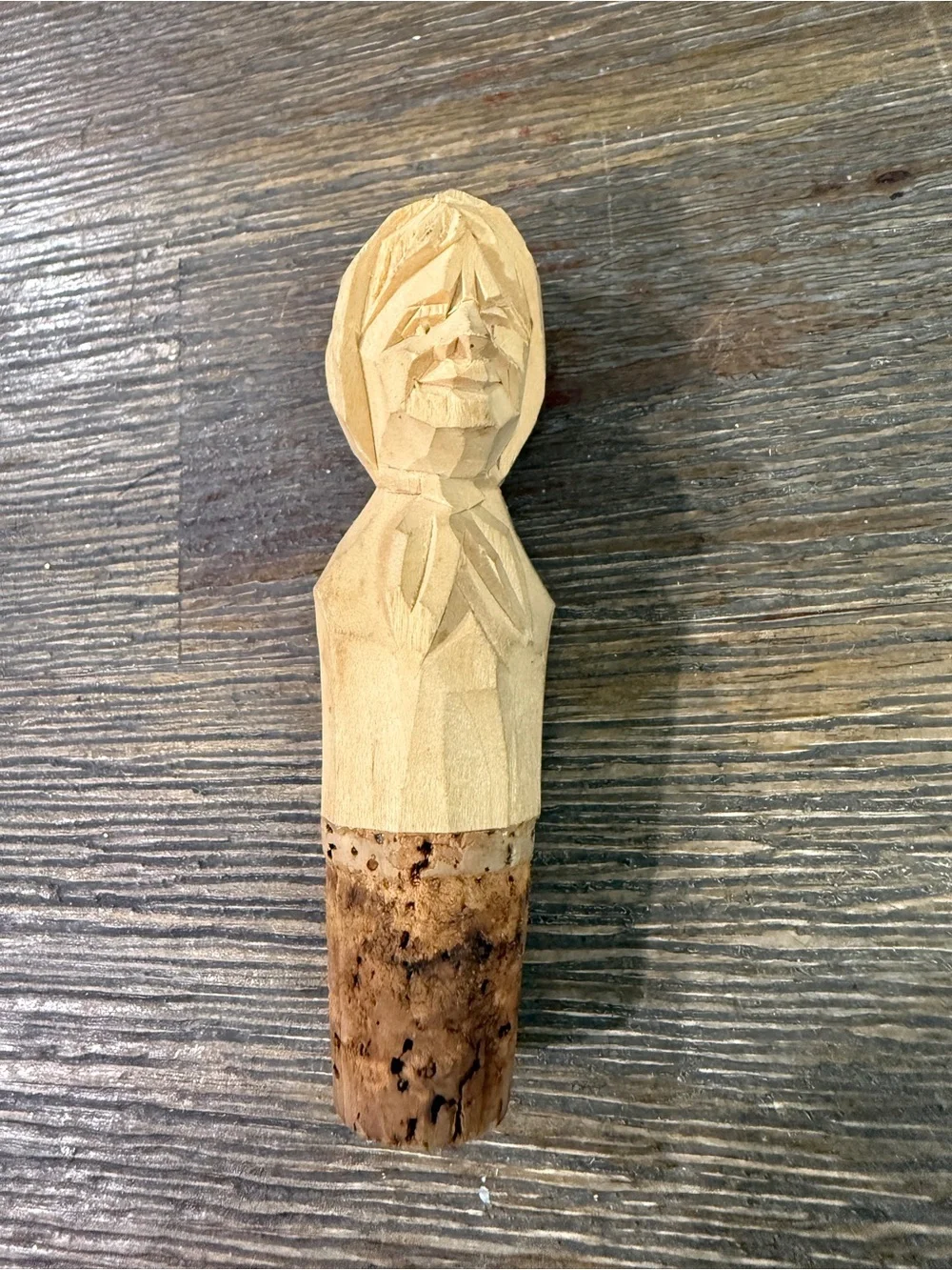 Hand-Carved Wooden Bottle Stopper - Natural Wood